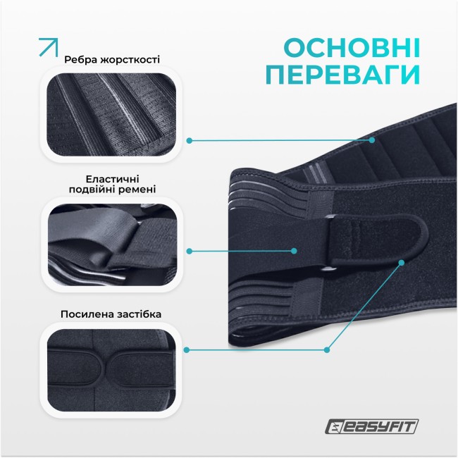 Пояс для спини EasyFit з 4 ребрами жорсткості (S)