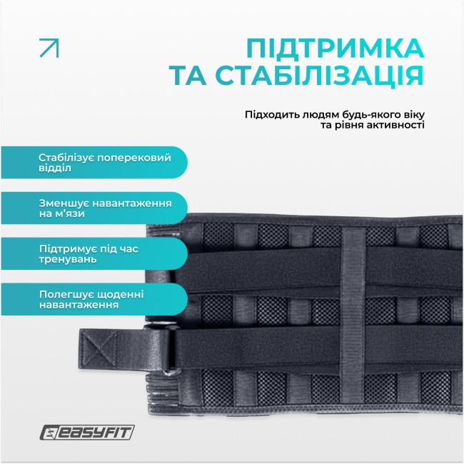 Пояс для спини EasyFit з 4 ребрами жорсткості (S)