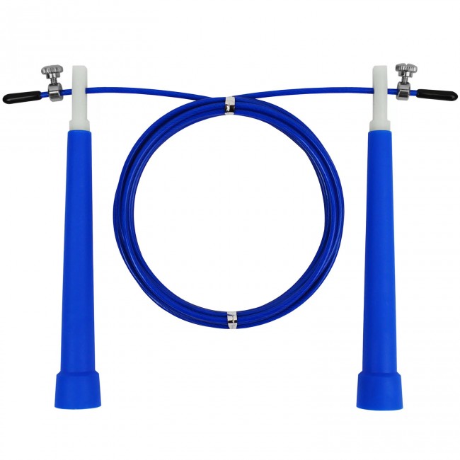 Швидкісна скакалка EasyFit Speed Cable Rope 3 м зі стальним тросом синя Швидкісна скакалка EasyFit Speed Cable Rope 3 м зі стальним тросом синя
