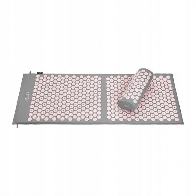 Килимок акупунктурний з валиком 4FIZJO Classic Mat XL Аплікатор Кузнєцова Grey/Pink (P-5907739313294)