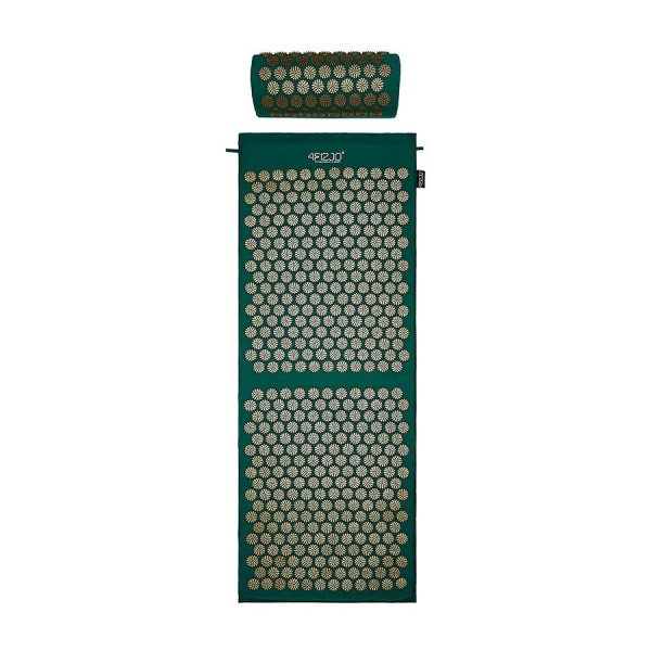 Аплікатор Кузнєцова / килимок акупунктурний з валиком 4FIZJO 128 x 48 см 4FJ0289 Navy Green/Gold