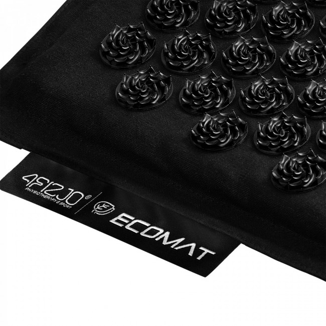 Коврик акупунктурный с подушкой 4FIZJO Eco Mat Аппликатор Кузнецова Black/Black (P-5907739312563)