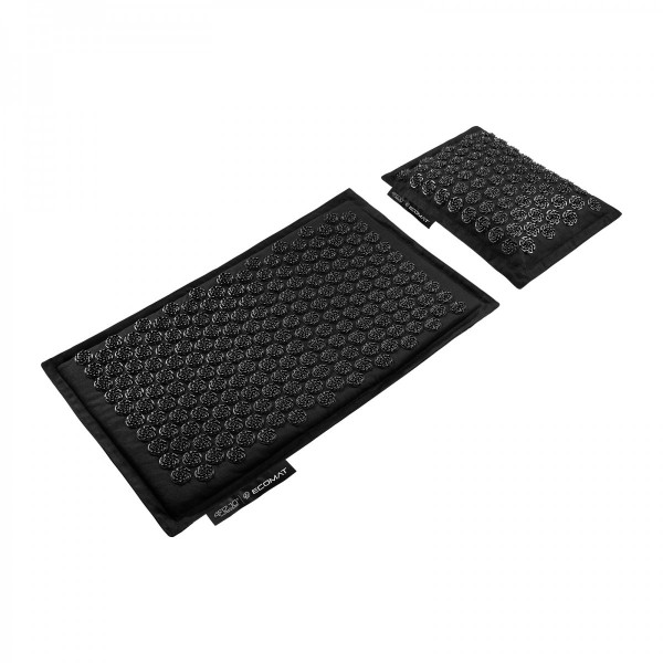 Аплікатор Кузнєцова / Масажний килимок акупунктурний з подушкою 4FIZJO Eco Mat 68 x 42 см 4FJ0208 Black / Black