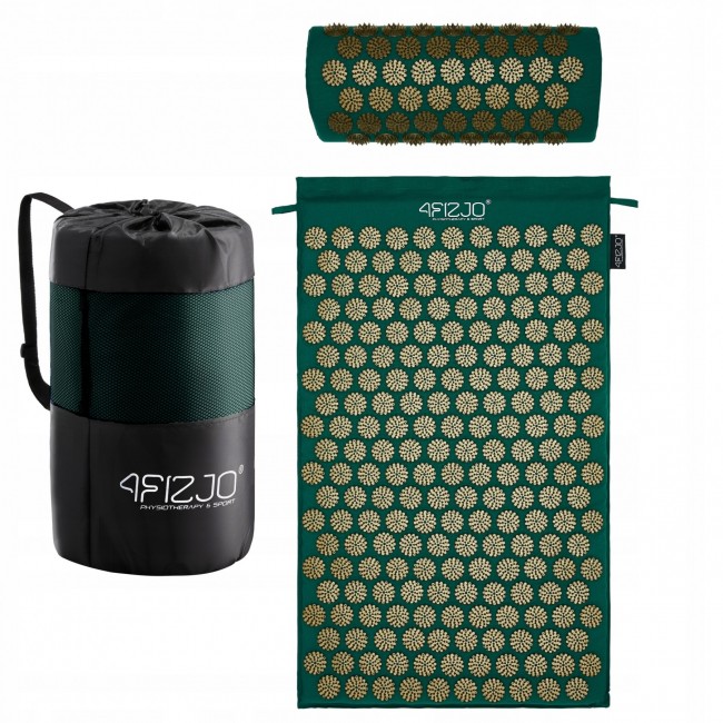 Коврик акупунктурный с валиком 4FIZJO Classic Mat Аппликатор Кузнецова Navy Green/Gold (P-5907739313300)