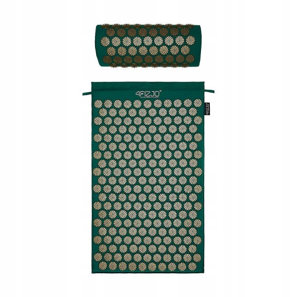 Аплікатор Кузнєцова / Масажний килимок акупунктурний з валиком 4FIZJO 72 x 42 см 4FJ0286 Navy Green/Gold