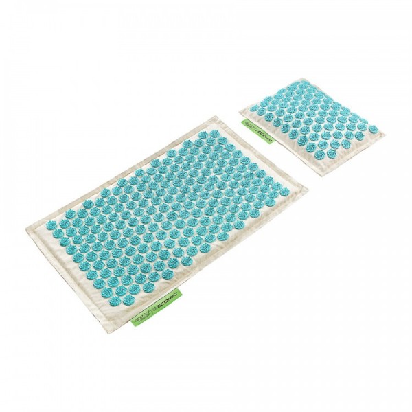 Аплікатор Кузнєцова / Масажний килимок акупунктурний з валиком 4FIZJO Eco Mat 68 x 42 см 4FJ0177 White / Sky Blue