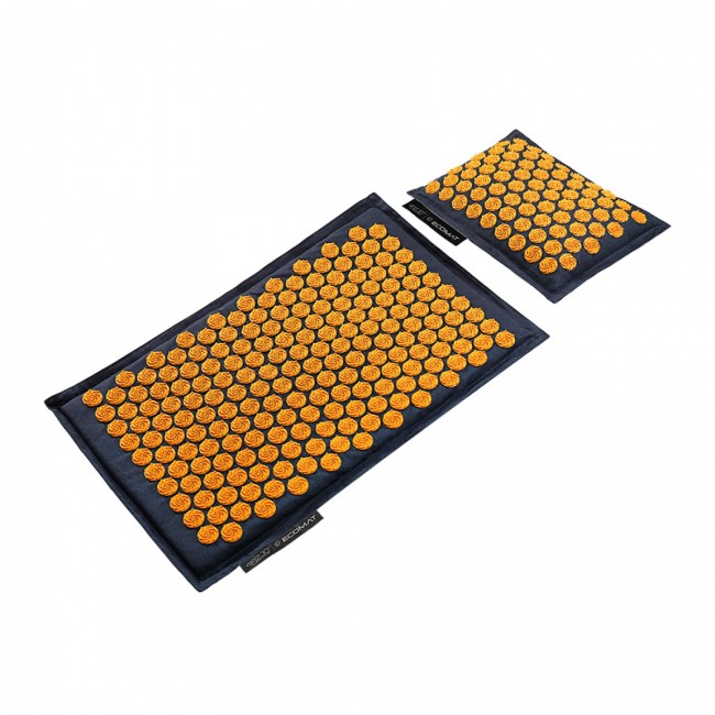 Коврик акупунктурный с подушкой 4FIZJO Eco Mat Аппликатор Кузнецова Navy Blue/Orange (P-5907739312143)