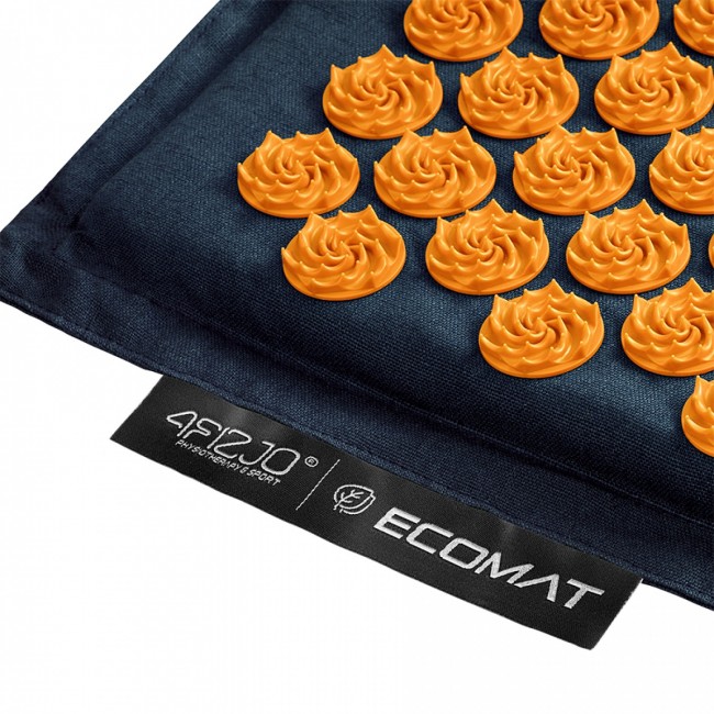 Коврик акупунктурный с подушкой 4FIZJO Eco Mat Аппликатор Кузнецова Navy Blue/Orange (P-5907739312143)
