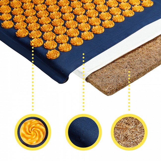 Коврик акупунктурный с подушкой 4FIZJO Eco Mat Аппликатор Кузнецова Navy Blue/Orange (P-5907739312143)