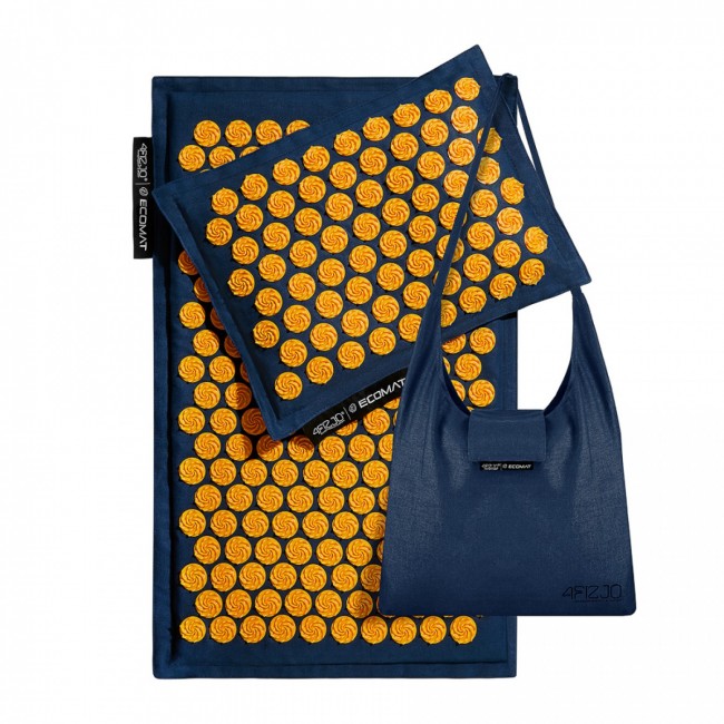 Коврик акупунктурный с подушкой 4FIZJO Eco Mat Аппликатор Кузнецова Navy Blue/Orange (P-5907739312143)