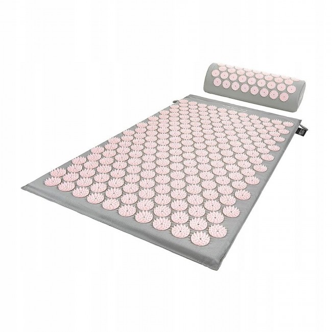 Килимок акупунктурний з валиком 4FIZJO Classic Mat Аплікатор Кузнєцова Grey/Pink (P-5907739313287)
