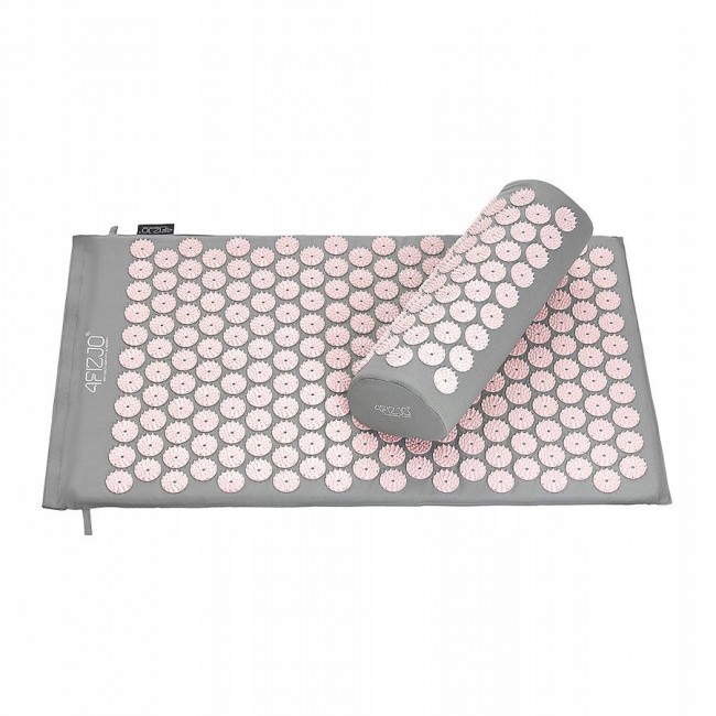 Килимок акупунктурний з валиком 4FIZJO Classic Mat Аплікатор Кузнєцова Grey/Pink (P-5907739313287)