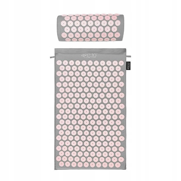 Аппликатор Кузнецова / Массажный коврик акупунктурный с валиком 4FIZJO 72 x 42 см 4FJ0287 Grey/Pink