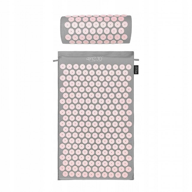 Килимок акупунктурний з валиком 4FIZJO Classic Mat Аплікатор Кузнєцова Grey/Pink (P-5907739313287)