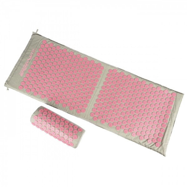 Аплікатор Кузнєцова / Масажний килимок акупунктурний з валиком SportVida 130 x 50 см SV-HK0409 Grey/Pink