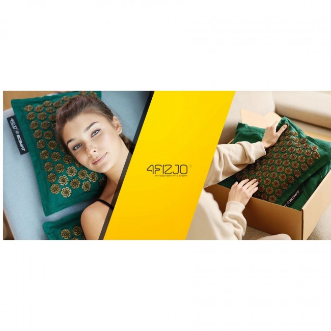 Килимок акупунктурний з подушкою 4FIZJO Eco Mat XL Аплікатор Кузнєцова Navy Green/Gold (P-5907739313614)
