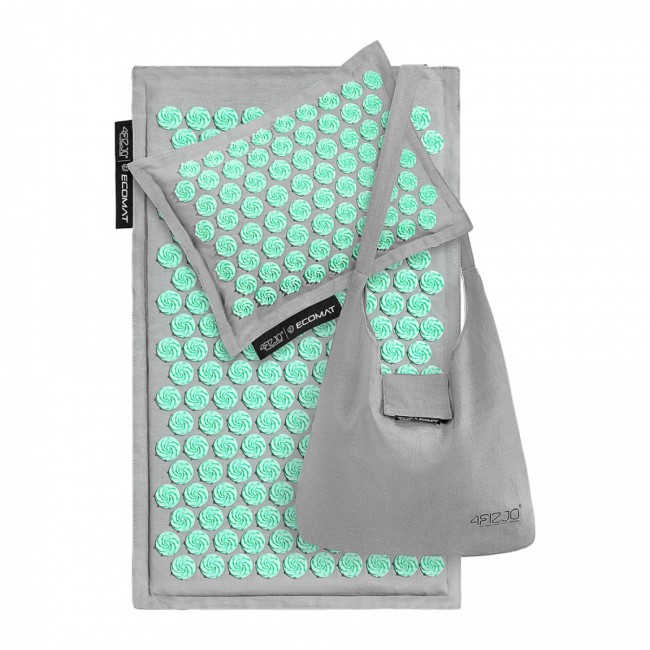 Коврик акупунктурный с подушкой 4FIZJO Eco Mat Аппликатор Кузнецова Grey/Mint (P-5907739312181)