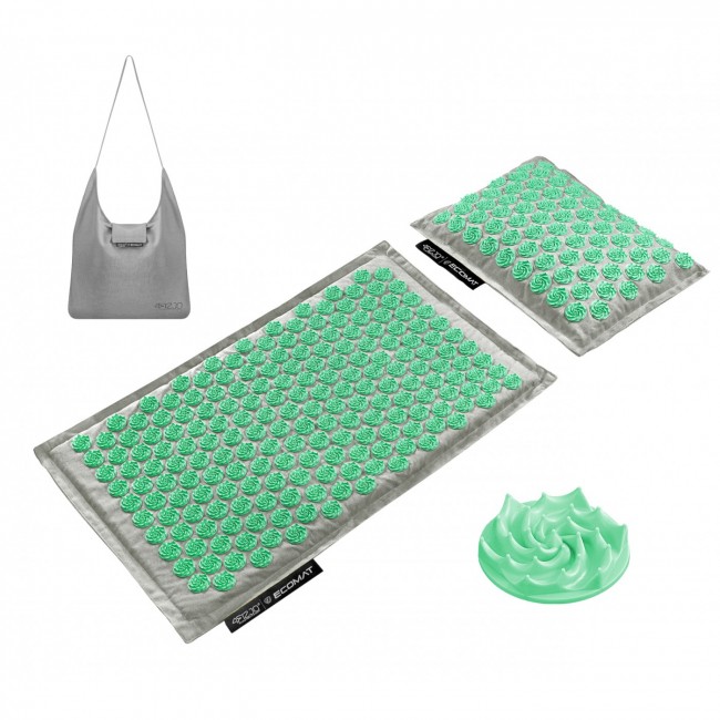 Коврик акупунктурный с подушкой 4FIZJO Eco Mat Аппликатор Кузнецова Grey/Mint (P-5907739312181)