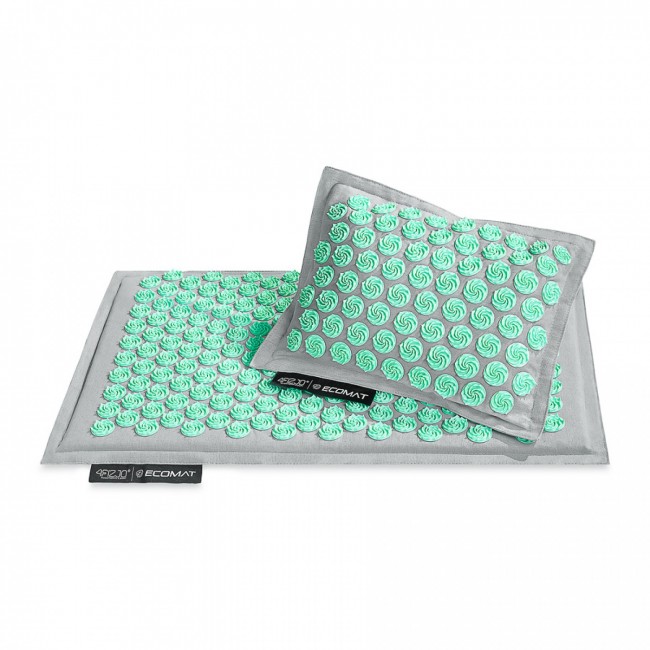 Коврик акупунктурный с подушкой 4FIZJO Eco Mat Аппликатор Кузнецова Grey/Mint (P-5907739312181)