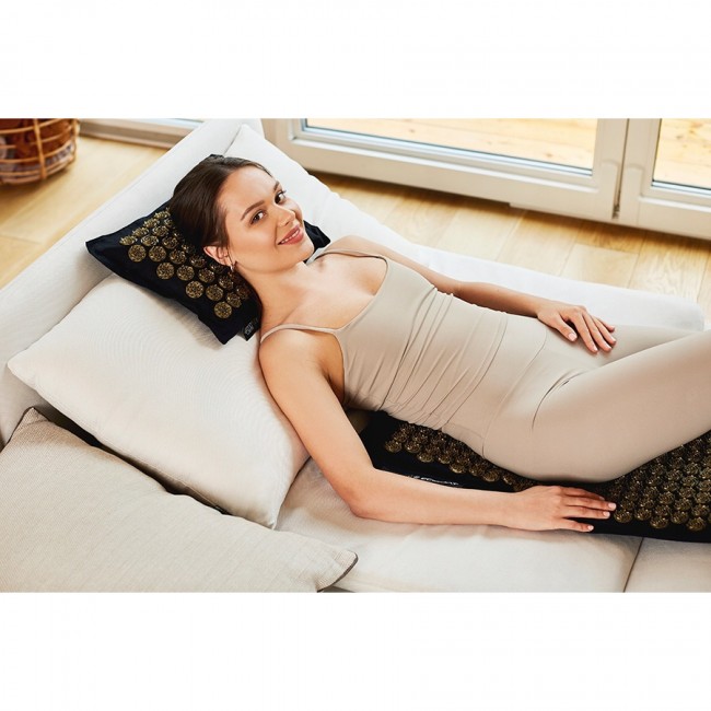 Килимок акупунктурний з подушкою 4FIZJO Eco Mat XL Аплікатор Кузнєцова Black/Gold (P-5907739313591)