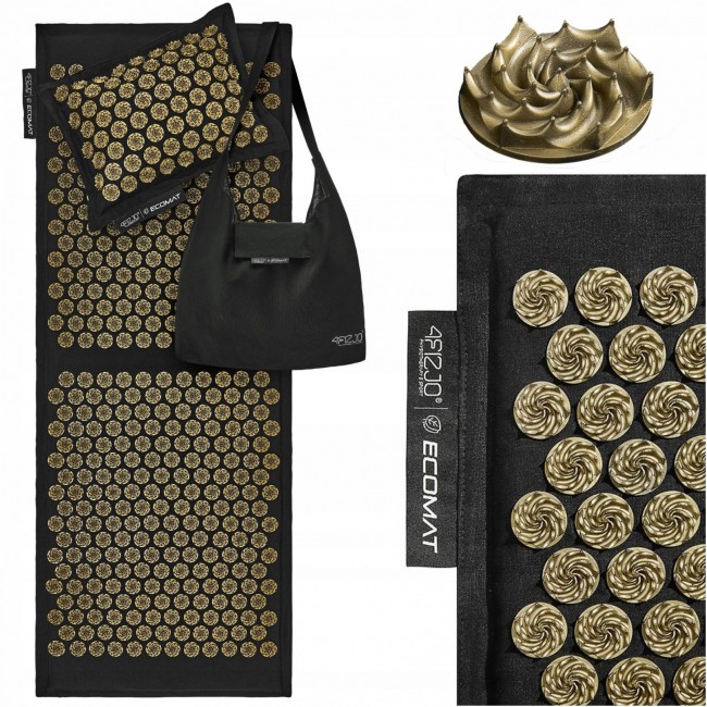 Килимок акупунктурний з подушкою 4FIZJO Eco Mat XL Аплікатор Кузнєцова Black/Gold (P-5907739313591)