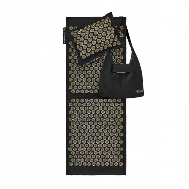 Килимок акупунктурний з подушкою 4FIZJO Eco Mat XL Аплікатор Кузнєцова Black/Gold (P-5907739313591)