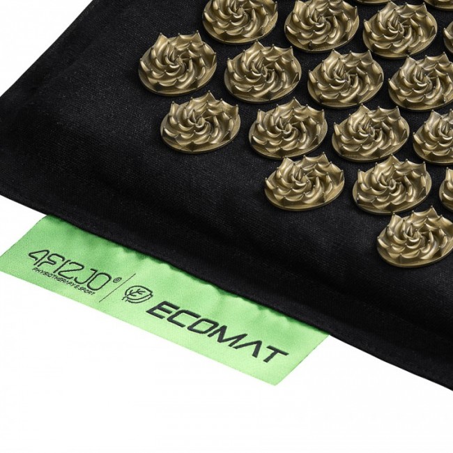 Масажний килимок з подушкою 4FIZJO Eco Mat Аплікатор Кузнєцова Black/Gold (P-5907739311566)