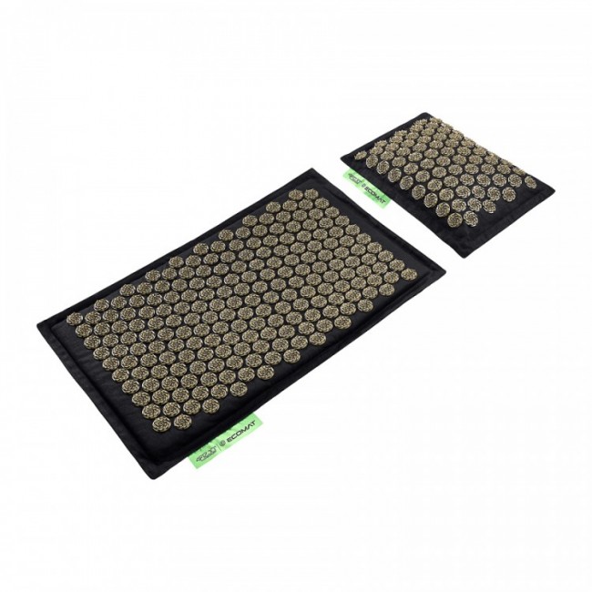 Масажний килимок з подушкою 4FIZJO Eco Mat Аплікатор Кузнєцова Black/Gold (P-5907739311566)