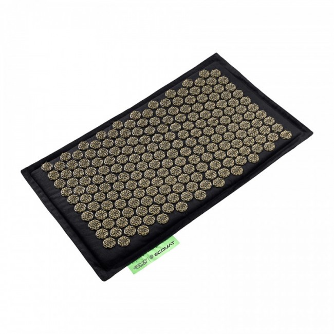Масажний килимок з подушкою 4FIZJO Eco Mat Аплікатор Кузнєцова Black/Gold (P-5907739311566)