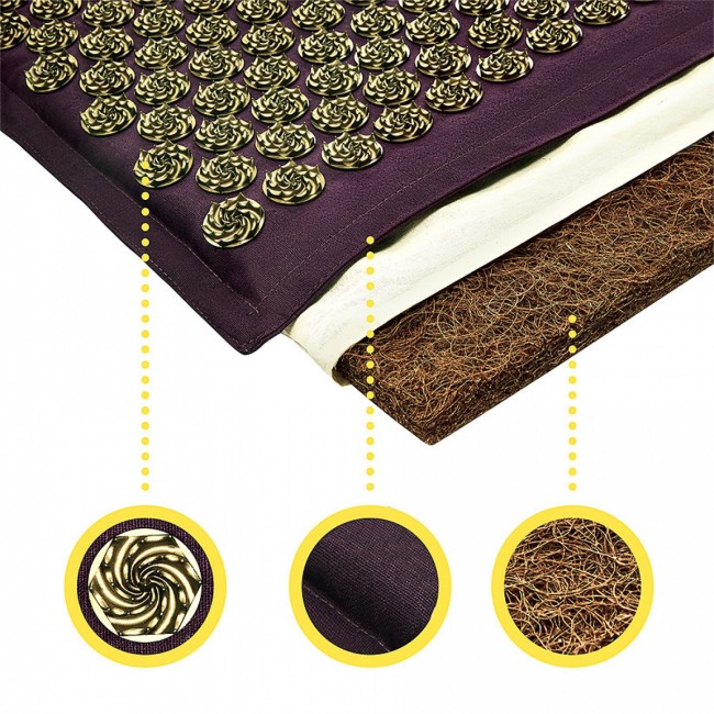 Коврик акупунктурный с подушкой 4FIZJO Eco Mat Аппликатор Кузнецова Wine Red/Gold (P-5907739312907)