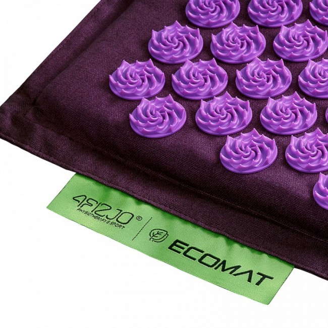 Аппликатор Кузнецова / Массажный коврик акупунктурный с валиком 4FIZJO Eco Mat 68 x 42 см 4FJ0181 Purple