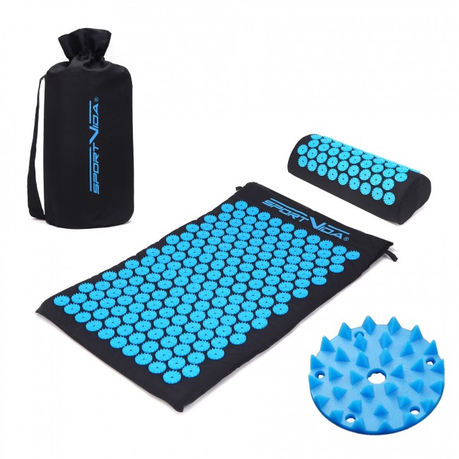Аплікатор Кузнєцова / килимок акупунктурний з валиком SportVida 66 x 40 см SV-HK0407 Black/Blue Аплікатор Кузнєцова / килимок акупунктурний з валиком SportVida 66 x 40 см SV-HK0407 Black/Blue