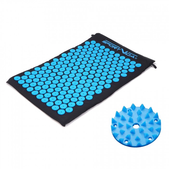 Аплікатор Кузнєцова / килимок акупунктурний з валиком SportVida 66 x 40 см SV-HK0407 Black/Blue