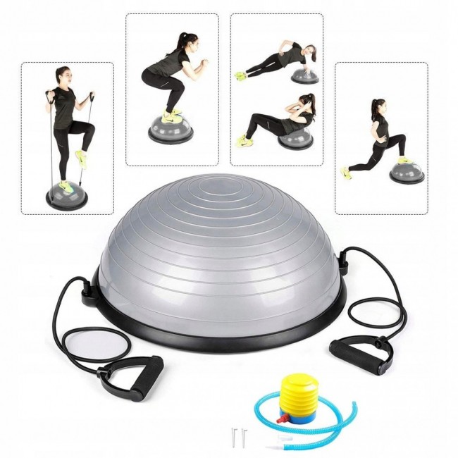 Балансировочная платформа полусфера для фитнеса Springos Bosu Ball 57 см BT0002 Silver