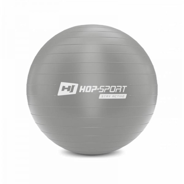 Фітбол (м'яч для фітнесу) Hop-Sport 55cm сріблястий + насос 2020