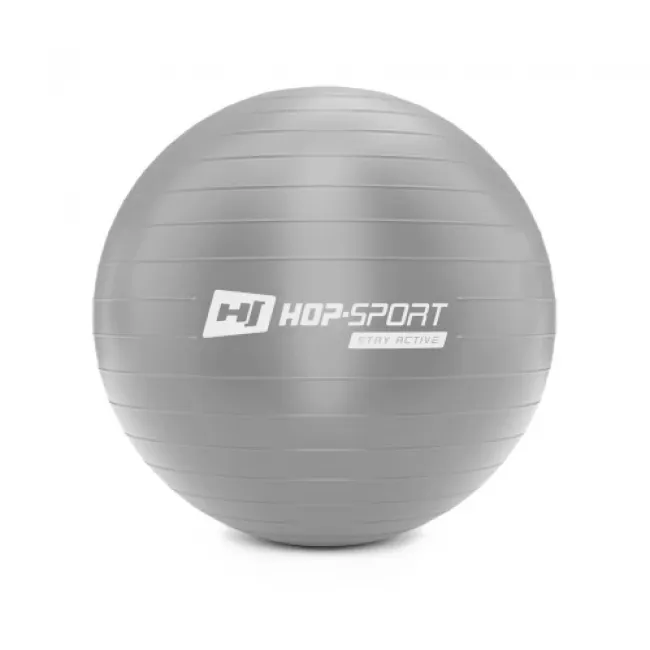 Фітбол Hop-Sport 55см сріблястий + насос 2020