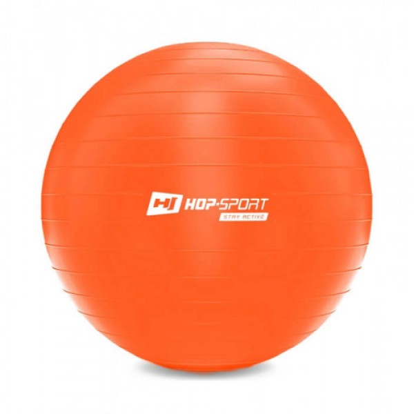 Фитбол, гимнастический мяч для фитнеса Hop-Sport 55 см оранжевый + насос