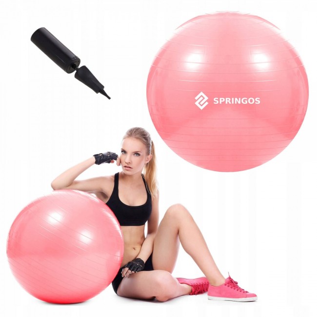 М'яч для фітнесу (фітбол) Springos 75 см Anti-Burst FB0012 Pink