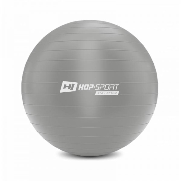  Фітбол, гімнастичний м'яч для фітнесу Hop-Sport 65cm сріблястий + насос
