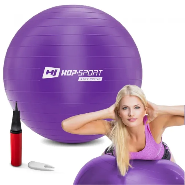 Фітбол Hop-Sport 65см фіолетовий + насос 2020