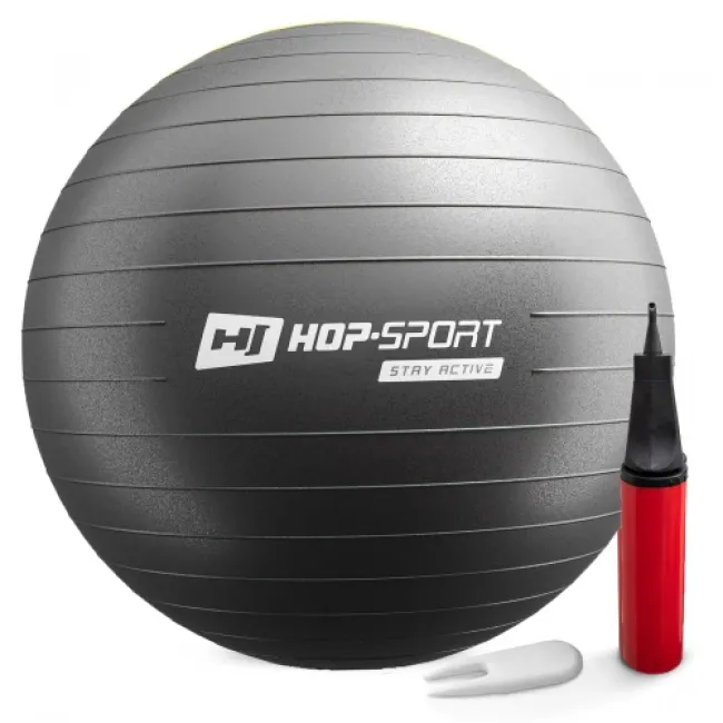 Фітбол Hop-Sport 75см чорний + насос 2020 Фітбол Hop-Sport 75см чорний + насос 2020