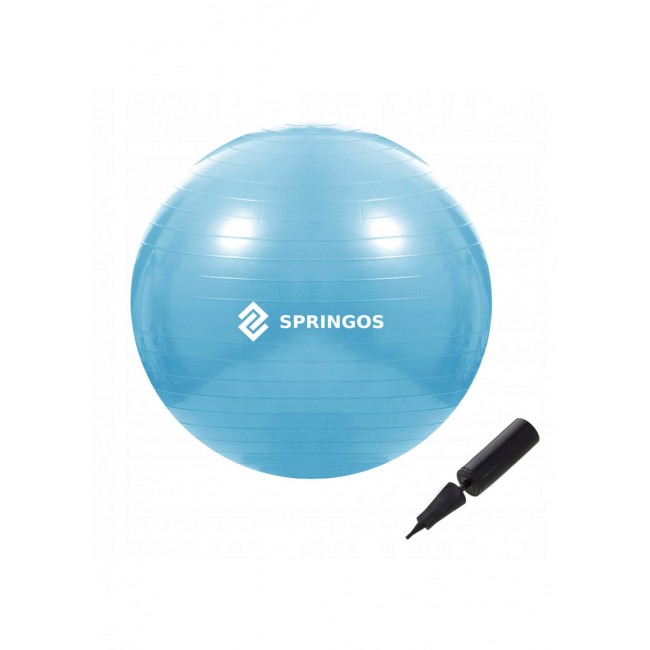 Мяч для фитнеса (фитбол) Springos 55 см Anti-Burst FB0006 Sky Blue Мяч для фитнеса (фитбол) Springos 55 см Anti-Burst FB0006 Sky Blue
