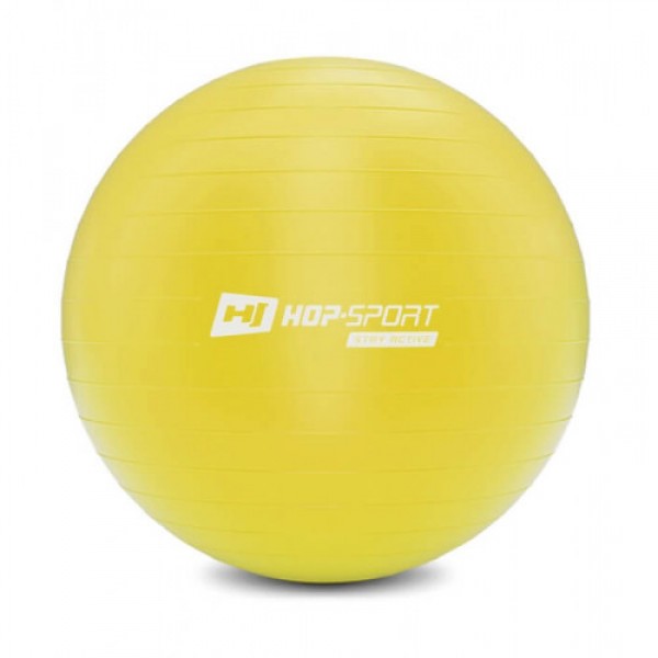 Фитбол, гимнастический мяч для фитнеса Hop-Sport 65 см желтый + насос