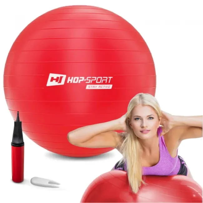 Фітбол Hop-Sport 75см червоний + насос 2020