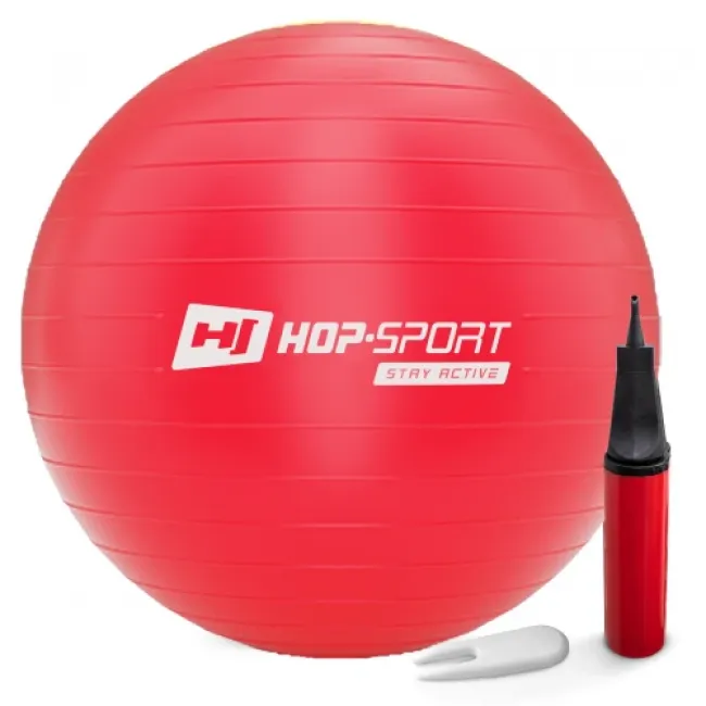 Фітбол Hop-Sport 75см червоний + насос 2020 Фітбол Hop-Sport 75см червоний + насос 2020