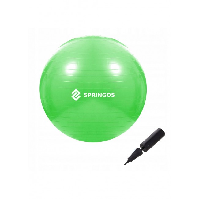 Мяч для фитнеса (фитбол) Springos 65 см Anti-Burst FB0007 Green Мяч для фитнеса (фитбол) Springos 65 см Anti-Burst FB0007 Green