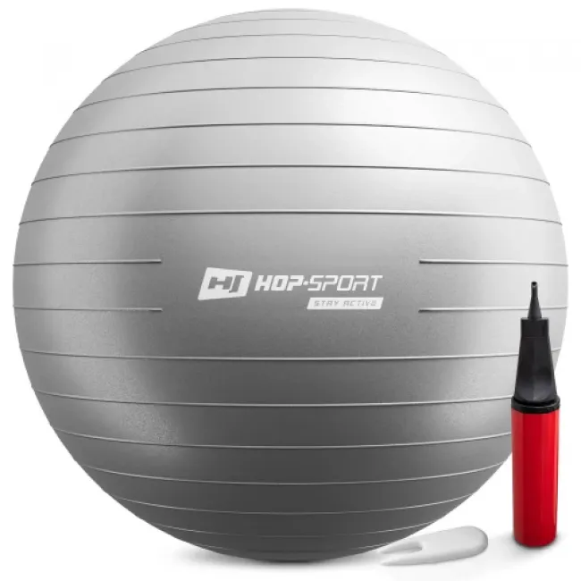 Фітбол Hop-Sport 85см сріблястий + насос 2020 Фітбол Hop-Sport 85см сріблястий + насос 2020