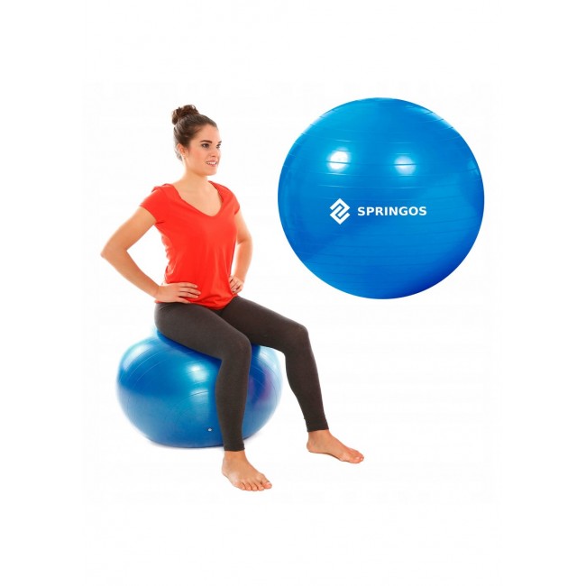Мяч для фитнеса (фитбол) Springos 85 см Anti-Burst FB0009 Blue