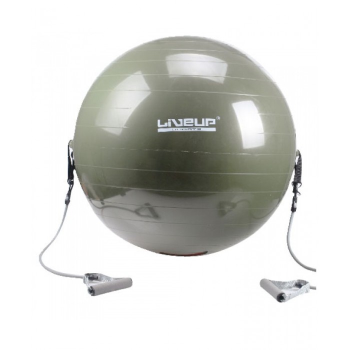 Фитбол (мяч для фитнеса, гимнастический) с эспандером LiveUp GYM BALL WITH EXPANDER 65см LS3227