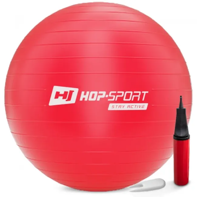 Фітбол Hop-Sport 85см червоний + насос 2020 Фітбол Hop-Sport 85см червоний + насос 2020